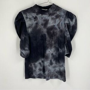 Love J Junior’s Mock Neck Short Puff Sleeve Tie Dye Tee Shirt size L